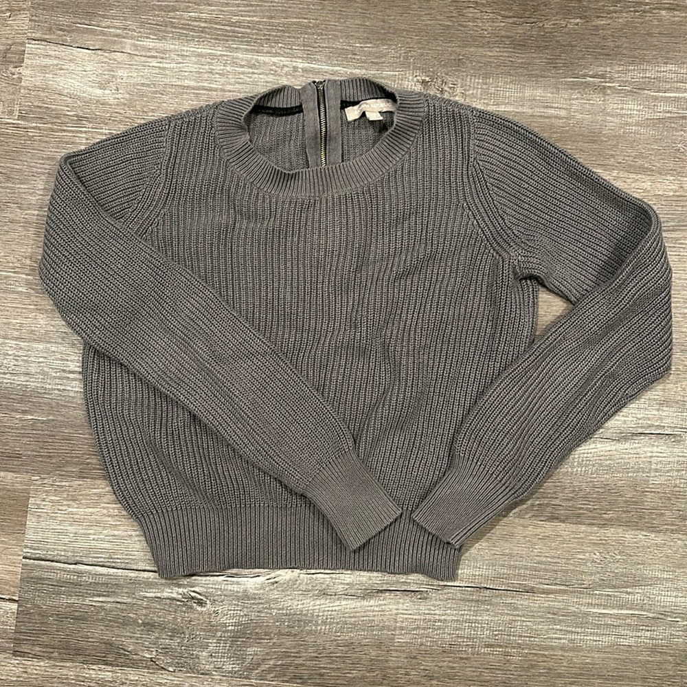 Banana Republic grey sweater with leather trim